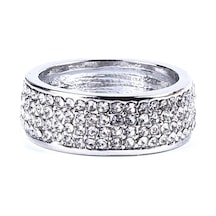 Gümüş Kadın Moda Lüks Düğün Nişan Yüzüğü Takı Hediye Alyans Aksesuarları, Ölçü: 7 Gümüş