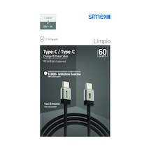 Simex 60w Hızlı Şarj Type-c To Type-c Kablo İphone, Samsung, Redmi Uyumlu - Qc 4 Destekli - 1m Spk-12