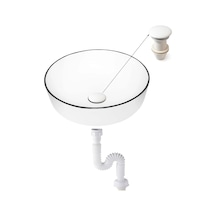 Pop-up Basmalı Beyaz Seramik Başlıklı Lavabo Sifonu Ksf103-w