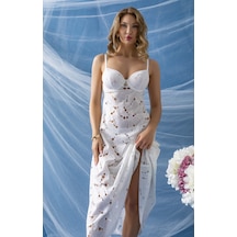 Gallipoli Balenli Gecelik Elbise Slip Külot Takım Ekru Mgp32291
