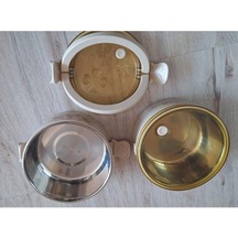 Food 2 Katlı Yuvarlak Paslanmaz Çelik Yemek Taşıma Kabı 1.4l Krem