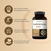 Naturebell Nattokinase 8,000 Fu Per Serving 240 Veggie Capsules Traditional Natto Extract Source Max Strength Enzyme & Heart Health Support Aromasız