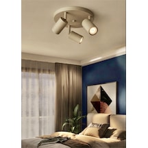 Üçlü Mat Bej Krem Renk 3'lü Hareketli Led Spot Tavan Avize Os Ram Led Ampullü Gu10 Duy Ampül Renk Seçenekli 2700k Sarı 3000k Günışığı 4000k Ilık Beyaz 6500k Beyaz Modern Led Spot Lamba Siyah