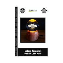 Özel Üretim Lazer İşleme Üç Boyutlu Işıklı Dekoratif Gezegen Standlı Satürn Tasarımlı Dönen Cam Küre
