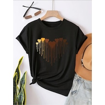 Unisex Eriyen Kalpler Ön Baskılı Tasarım Tshirt SIYAH