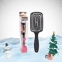 Nascita Professional Yılbaşı Paketi Oval Yapılı Kapatıcı Fırçası Ve Üç Boyutlu Saç Fırçası Siyah 0