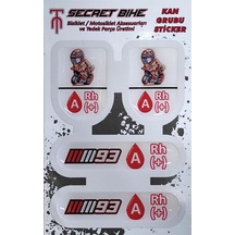 Secret Bike Kırmızı Motosiklet Ve Kask Kan Grubu Sticker A Rh + Pozitif Kırmızı