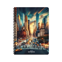 Keskin 16,5 X 22,5 Kareli Pp Kapak City Spiralli Defter - New York Çok Renkli