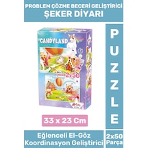 Premium Seri Eğlenceli El Göz Koordinasyon Beceri Geliştirici Çocuk 2x50 Parça Puzzle Şeker Diyarı