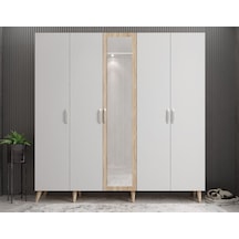 Açelya Portmanto Vestiyer Meşe Beyaz - Montaj Dahil 225cm M12