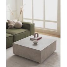 Most Lignum Mermer Görünümlü %100 Mdf Orta Sehpa 80x80 Cm Traverten Bej
