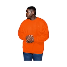 Benroma 3 İplik Penye Büyük Beden Unisex Sweatshırt Turuncu
