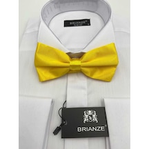 Brianze Sarı Düz Renk Saten Papyon Sarı