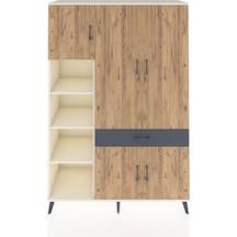 Hyperion Dolap 8 Raflı Tek Çekmeceli 5 Kapaklı 132x44x195 Aytaşı-çam/antrasit Atlas Çam/antrasıt - Aytası