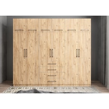 Biray 6 Kapaklı Gardırop Dolap Çam 240 Cm Montaj Dahil