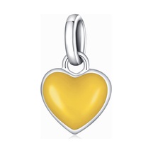 S925 Ayar Gümüş Kalp Kolye Dıy Bilezik Kolye Aksesuarları Sarı Çok Renkli