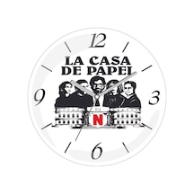 La Casa De Papel Bina Oyuncular Bombeli Gerçek Cam Duvar Saati Siyah