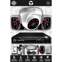 Turkno 3 Kameralı Pania 1 İç Kamera Set 100 GB HDD Full HD Gece Görüşlü Güvenlik Kamerası Sistemi