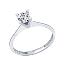 Diamond Line - Gülaylar - Beyaz Altın 8 Ayar Tektaş Yüzük