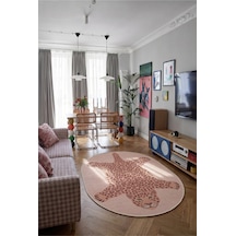Leopar 07 Açık Pembe Leopar İnce Vintage Görünüm Şönil Dokuma Ev Oda Salon Mutfak Koridor Halısı