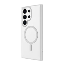 Zore Galaxy S24 Ultra Uyumlu Magsafe Şarj Özellikli Krom Magsafe Silikon Nvth Kılıf-gri