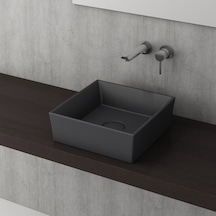 Bocchi Vessel 38 CM Mat Antrasit Kare Lavabo 1173-020-0125