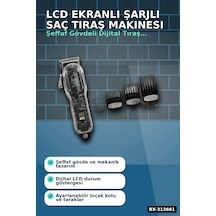 Lcd Ekranlı Şarjlı Saç Tıraş Makinesi 1800 Mah 4 Taraklı Usb Şarj Güçlü Motor Kesme Aleti Bx-313661