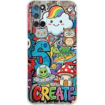 Oppo A52 İle Uyumlu Grafiti Create Art Tasarımlı Şeffaf Silikon Kılıf Şeffaf