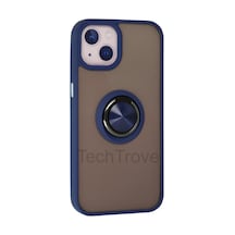 Apple Uyumlu iPhone 15 Kılıf Yüzüklü Stand Özellikli Darbe Korumalı Mat Silikon Kapak