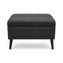 Co Art Home Sandıklı Keten Kumaş Puf / 60 X 45 X 40 / Antrasit Gri Çok Renkli