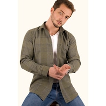 Haki Tek Cepli Oduncu Slimfit Hediye Kutulu Gömlek Haki