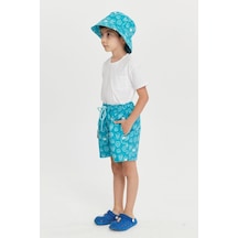 Benitto Kids Erkek Çocuk Desenli Deniz Şortu 7008-yeşil