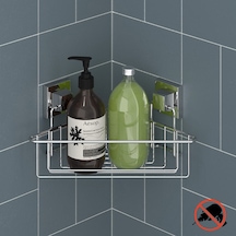 Teknotel Easyfıx Yapışkanlı Tek Katlı Banyo Köşe Rafı Krom Ef251 Krom