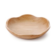 Tr Dekoratif Bambu Kase 20 Cm Ve 25 Cm Ölçü Seçenekli, Dalgalı Kenarlı Sunum Kasesi, Çerezlik, Kuruyemiş, Kuru M