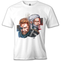 The Witcher - Geralt Vs Solid Snake Beyaz Erkek Tshirt