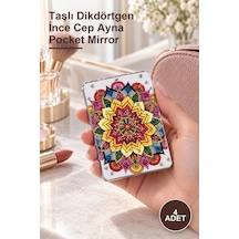 4 Adet El Aynası Taşlı Dikdörtgen İnce Cep Ayna Pocket Mirror Sarı