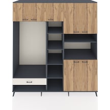Kronos Dolap 11 Raflı Tek Çekmeceli 7 Kapaklı 220x59x243 Antrasit-çam/aytaşı Atlas Çam/aytası - Antrasıt