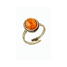 Oval - 593 - Doğaltaşlı Otantik - Nazblsmm - Yüzük Kehribar Bronz