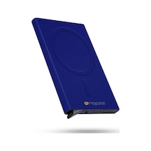 Wrapsol Magsafe Mekanizmalı Kartlık Rfid Korumalı Alüminyum Otomatik Kredi Kartlık Renkli Parlak Saks Mavi Parlak Saks Mavi Parlak Saks Mavi Saks