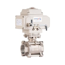 Unox Dn100 - 4" 220 V Ac Elektrikli Aktüatörlü Dişli Küresel Vana 3 Parçalı