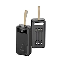 40000mah 4 Usb Çıkışlı Powerbank Type C Lightning Ve Mikro Usb Girişli El Fenerli Siyah