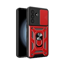 Samsung Uyumlu Galaxy A37 5g Uyumlu Pars Lens Yüzüklü Silikon - Kırmızı