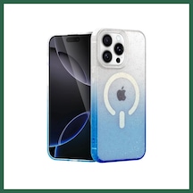 Bezos İphone 15 Pro Uyumlu Pummel Shiny Magsafe Kapak - Mavi Bzs01