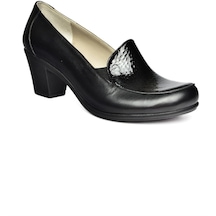 Fox Shoes R908020603 Siyah Hakiki Deri Kalın Topuklu Kadın Ayakkabı