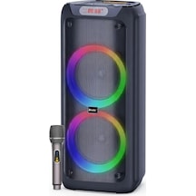 Rgb İşikli Kablosuz Mikrofonlu Fm,aux,tf,usb Girişli 2 10 İnch + Tweeter Çift Kablosuz Hoparlör