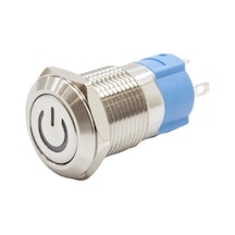 12A-P1Z-C 12Mm Düz Anahtarlı Işıklı Power Metal Buton - Yeşil