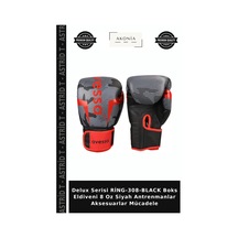 Delux Serisi Ring-308-black Boks Eldiveni 8 Oz Siyah Antrenmanlar Aksesuarlar Mücadele