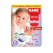 Kanz Ultra-Dry Diapers Bebek Bezi 5 Numara Junior Aylık Mega Fırsat Paketi 192 Adet