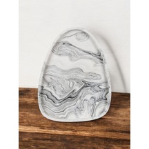 El Yapımı Çok Amaçlı Beton Sunum Servis Tepsisi 26 Cm Dekoratif Sunumluk Orgaziner Takılık Gri