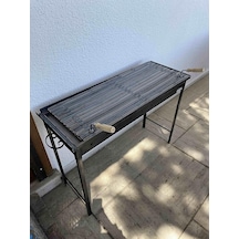 Ayrex 40x100 Cm Oluklu Lama Izgaralı Demir Mangal Barbekü 75 Cm Geçmeli Ayaklı Portatif Katlanabilir Genel